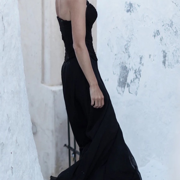 Strapless Dress Evening Gown Black Maxi Dress / Ruffle - Picture 13 of 14